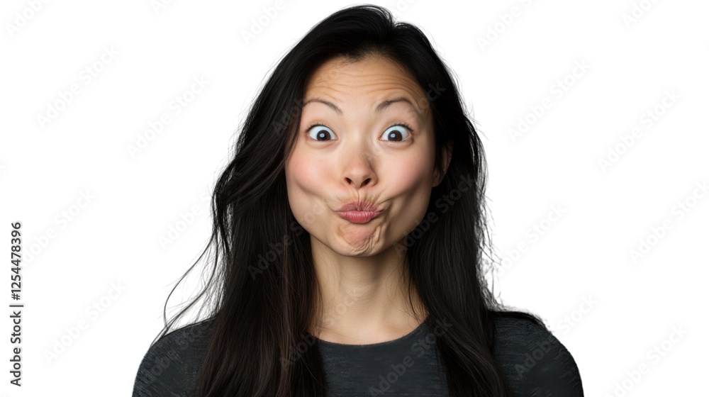 Young woman making funny face with transparent background Young woman making funny face with transparent background
