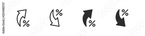 percentage icons, percent arrows icon set . with increase arrow up icon, decrease arrow down icon . profit and lose money vector icons