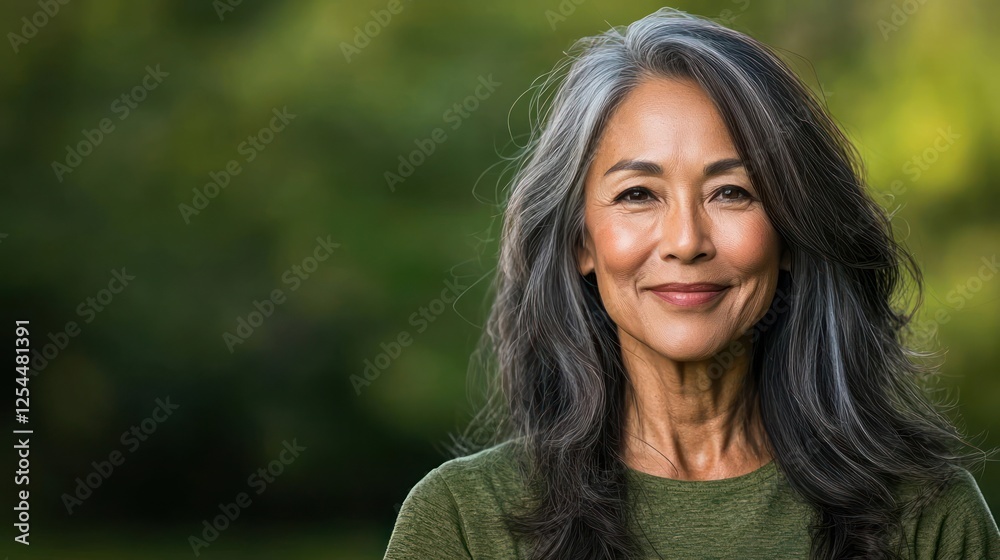 Portrait of a Smiling Woman with Gray Hair Outdoors Portrait of a Smiling Woman with Gray Hair Outdoors
