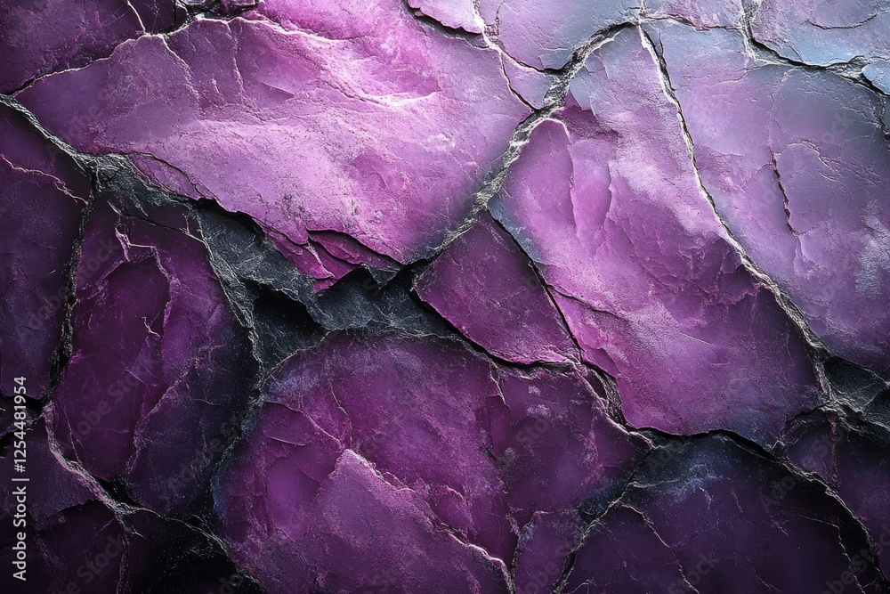 Obraz premium Deep Purple and Black Cracked Stone Texture Background Rough Natural Rock Surface Detail
