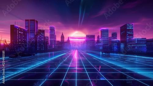 Neon Cityscape - A Futuristic Vision of Urban Life