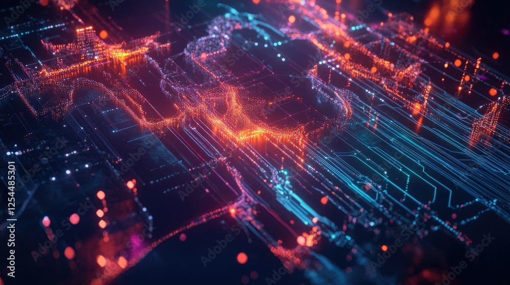 Abstract Digital Background with Vibrant Lines and Glowing Particles Abstract Digital Background with Vibrant Lines and Glowing Particles