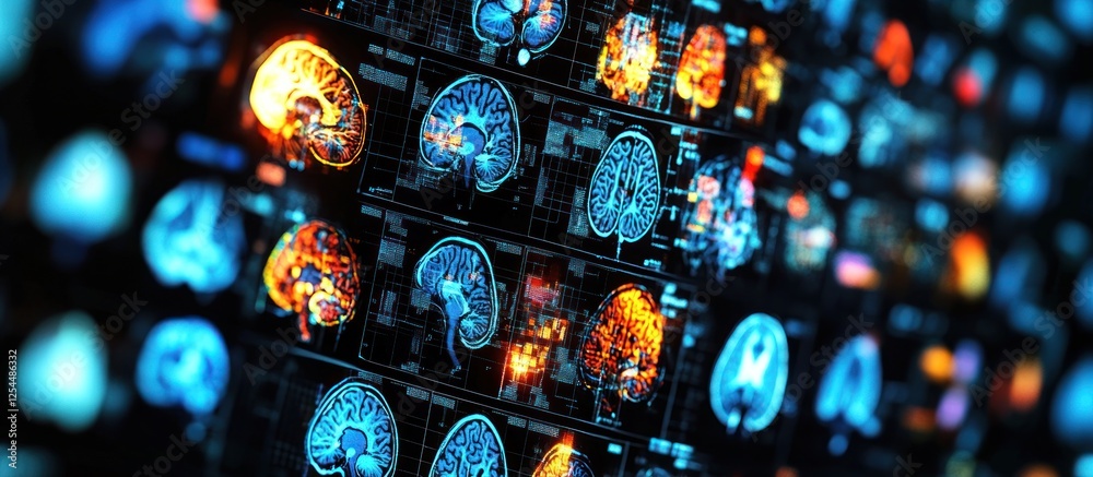 Fototapeta premium Digital Brain Scans Displaying Neurological Data