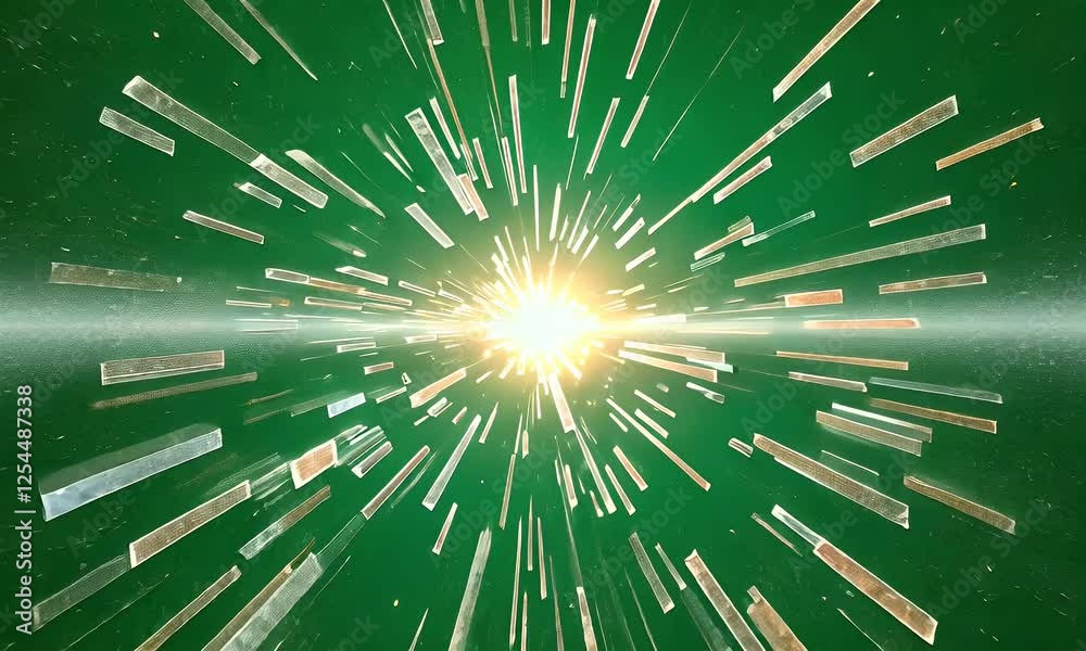 Abstract Green Explosion of Light and Crystals