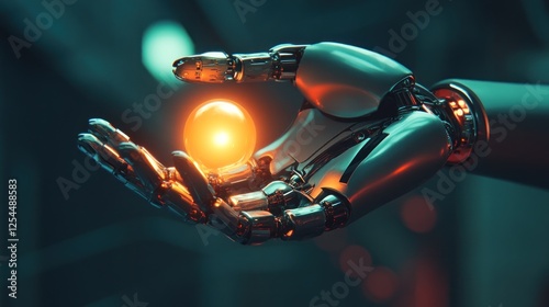 Robotic Hand Holding Glowing Orb: A Futuristic Vision of Artificial Intelligence and Innovation