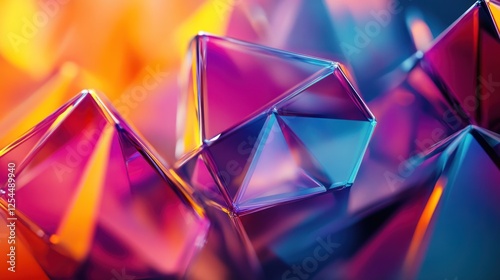 Abstract Vibrant Crystal Composition: A Symphony of Color and Geometry