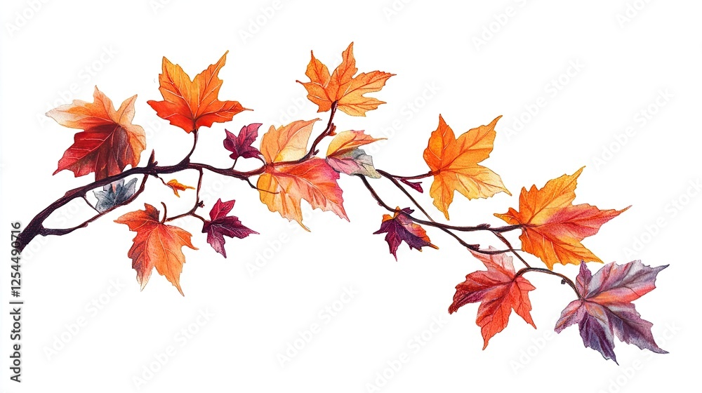 Vibrant autumn maple leaves branch Vibrant autumn maple leaves branch