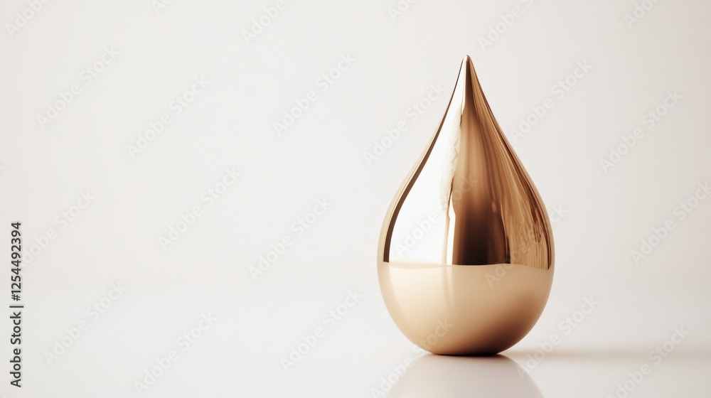 Elegant Golden Drop-Shaped Decorative Object in Minimalist Setting with Soft Lighting Elegant Golden Drop-Shaped Decorative Object in Minimalist Setting with Soft Lighting