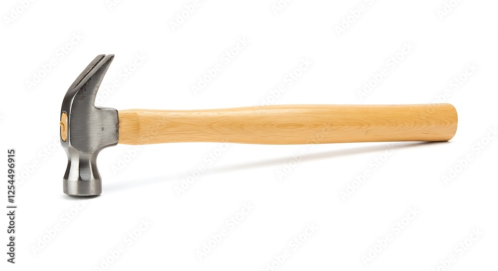 Hammer with Wooden Handle Isolated on White for Carpentry Work Hammer with Wooden Handle Isolated on White for Carpentry Work