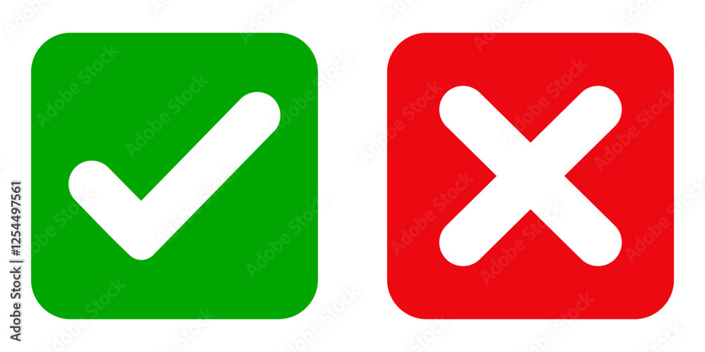 Cross and tick, correct and incorrect icon symbol sign vector illustration
Cross and tick, correct and incorrect icon symbol sign vector illustration