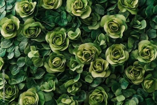 Green roses background flower design. photo