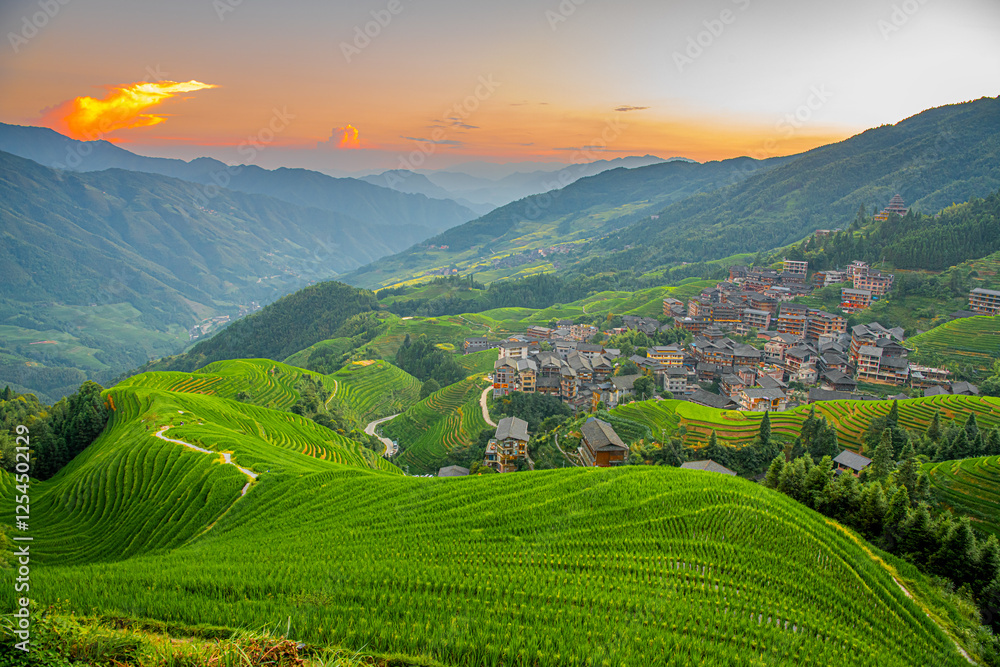 The longji rice terrace viewed from the viewpoint number 2 thousand layers to the heaven. Longsheng, China The longji rice terrace viewed from the viewpoint number 2 thousand layers to the heaven. Longsheng, China