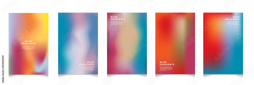 Abstract blur gradient background. Collection. Abstract liquid background. Vibrant color blend. Blurred fluid colors. Gradient mesh. Modern design template for posters, ad banners, brochures ,web.