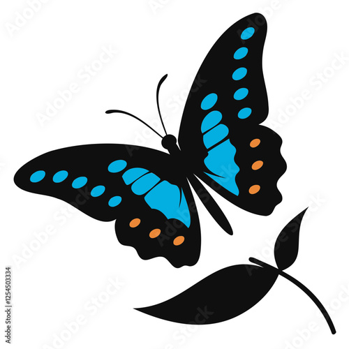 Elegant Pipevine Butterfly Silhouette: Isolated Vector for Design Projects