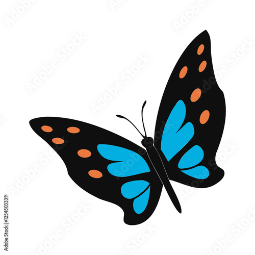 Pipevine butterfly Silhouette vector illustration isolated on a transparent background