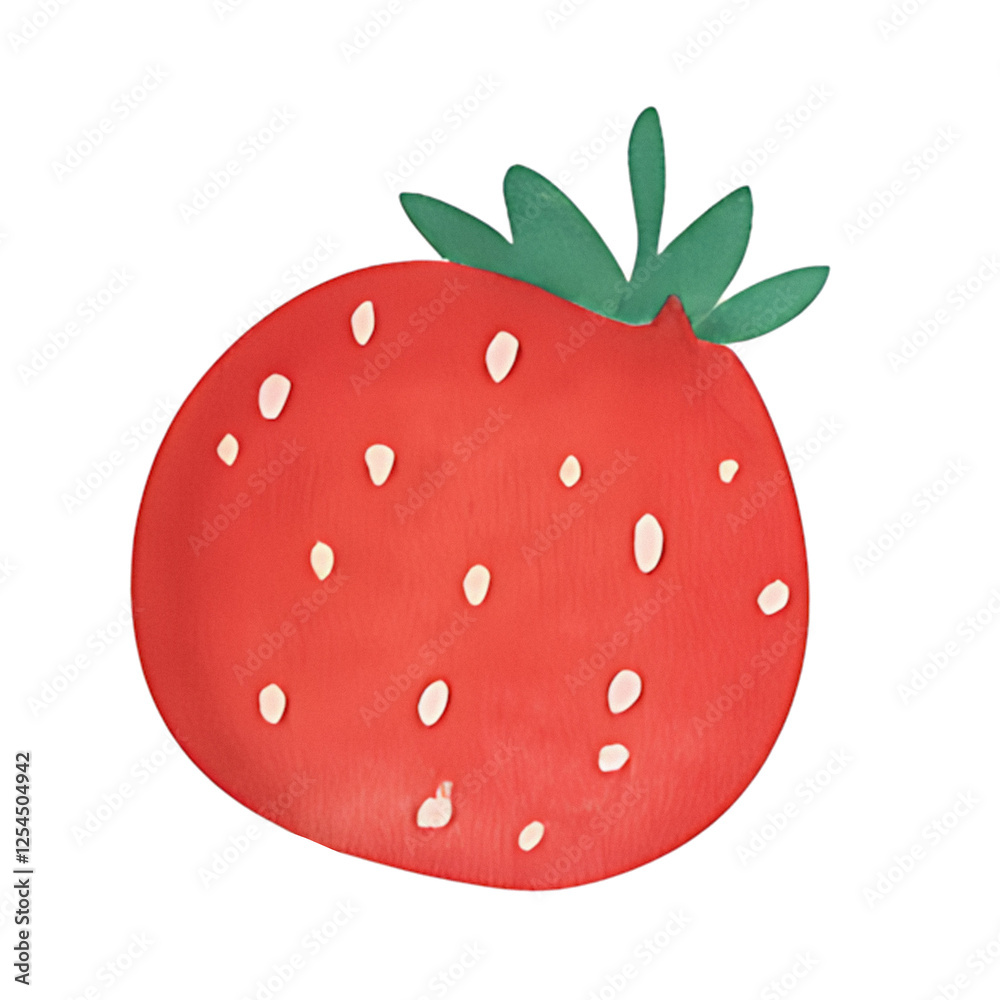 strawberry, watercolor icon, transparent PNG, isolated, cut-out strawberry, watercolor icon, transparent PNG, isolated, cut-out