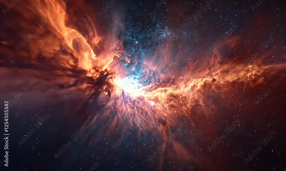 Colorful nebula explosion in deep space
