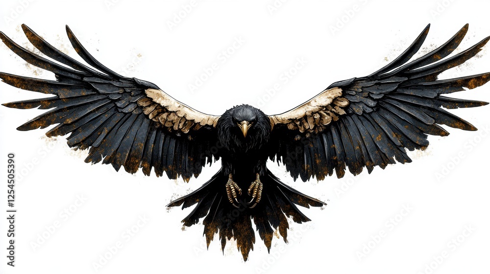 Obraz premium Majestic Hawk in Flight with Fully Extended Wings Against a Clear Sky Background