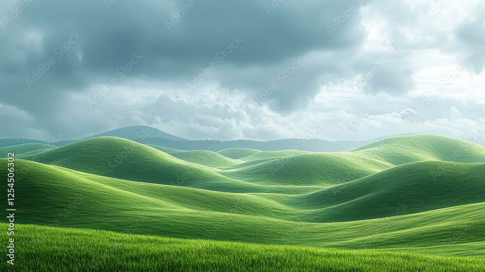 Serene Rolling Hills Under a Cloudy Sky Serene Rolling Hills Under a Cloudy Sky