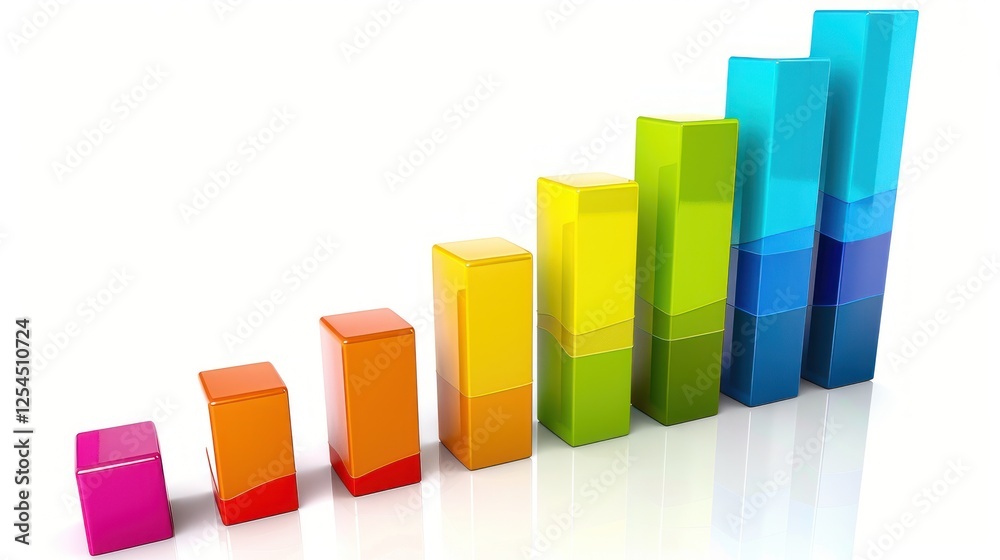 Colorful business statistical data bar graph isolated on white background. AI generated Colorful business statistical data bar graph isolated on white background. AI generated