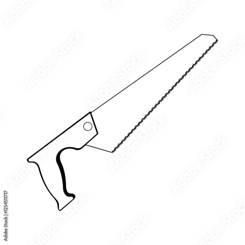 Handsaw illustration with ergonomic handle for woodworking and carpentry
