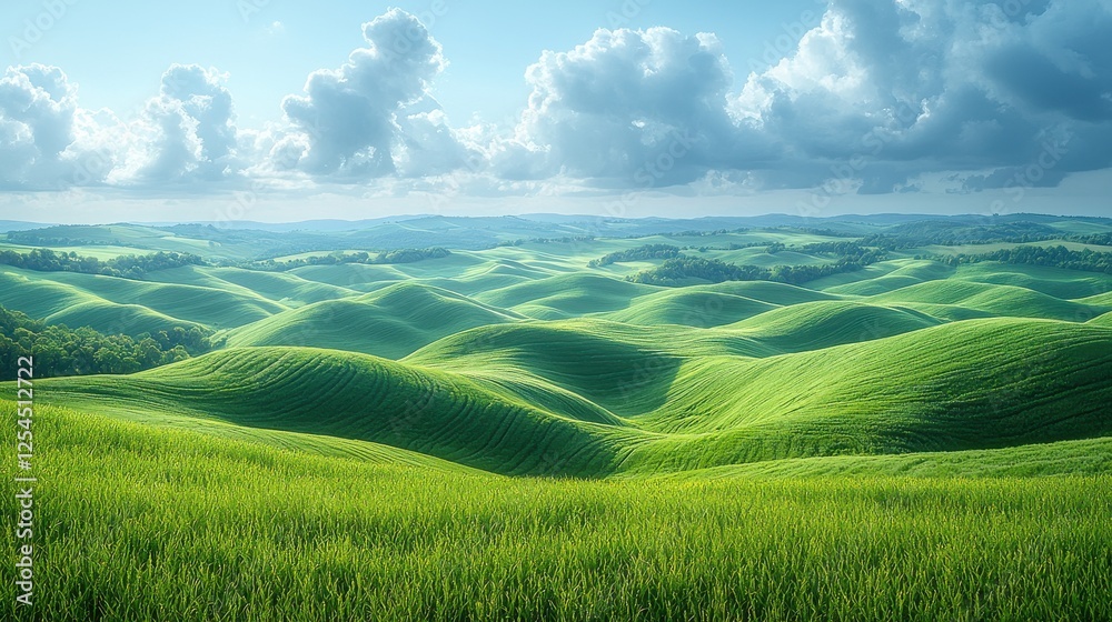 Serene Green Hills Under a Cloudy Sky Serene Green Hills Under a Cloudy Sky