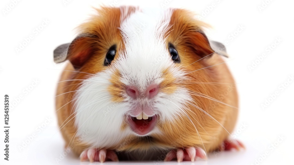 Portrait funny animal guinea pig face expression isolated on white background. AI generated image Portrait funny animal guinea pig face expression isolated on white background. AI generated image