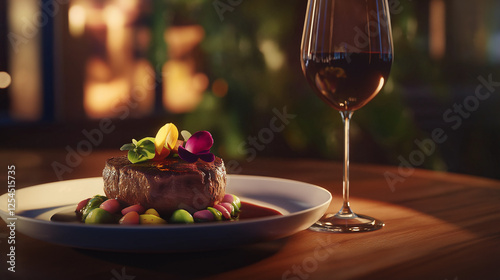 Gourmet Seared Steak with Vegetables and Red Wine: Fine Dining Experience