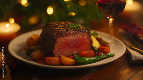 Gourmet Seared Steak with Vegetables and Red Wine: Fine Dining Experience