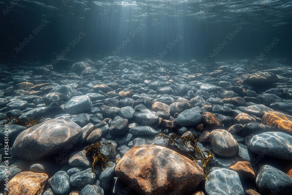 Fototapeta premium Underwater Rocks And Sunlight
