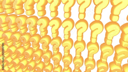 Gold question mark 3d text floating on the screen. Animation for yours presentation. 4K video clip on white screen. Did You Know quiz questions concept.