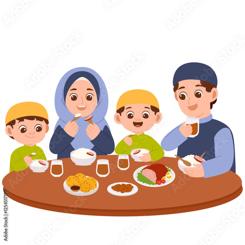 Family Iftar Ramadhan Illustration