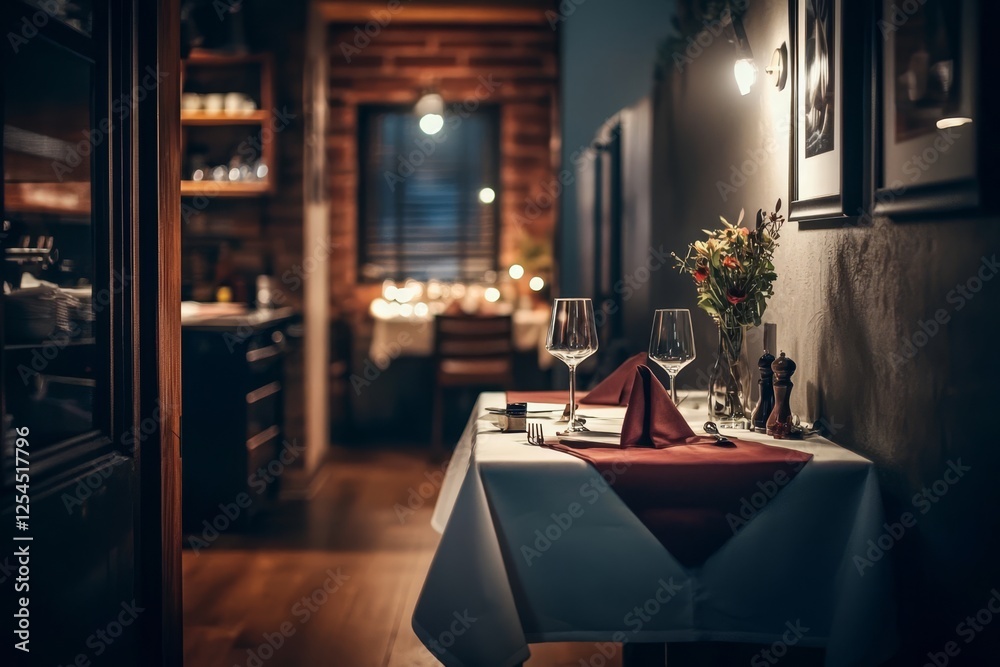 Obraz premium Delicious cuisine displayed on a well-arranged restaurant table.