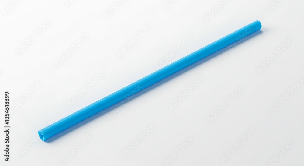 Blue Drinking Straw on White Background Product Photography Single Object Blue Drinking Straw on White Background Product Photography Single Object