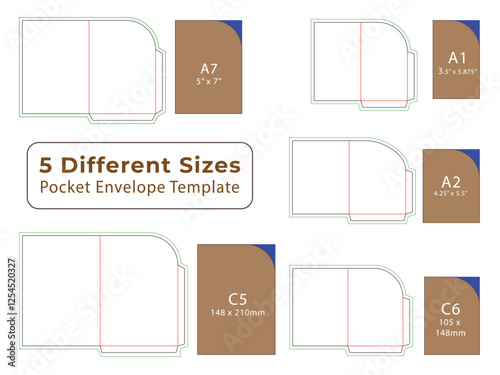 5x7 Pocket Sleeve Envelope Dieline Template