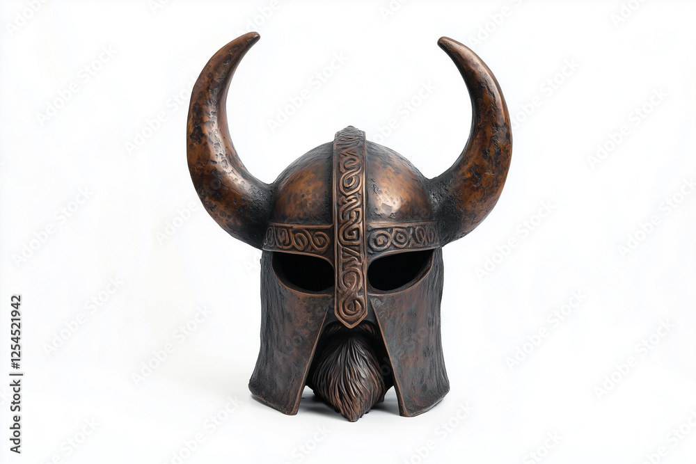 Fototapeta premium A Viking helmet isolated on a white background.