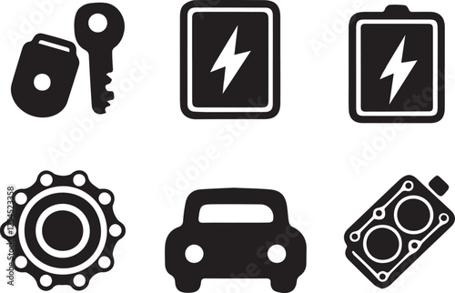 Essential Car Maintenance Icons Set Silhouette
