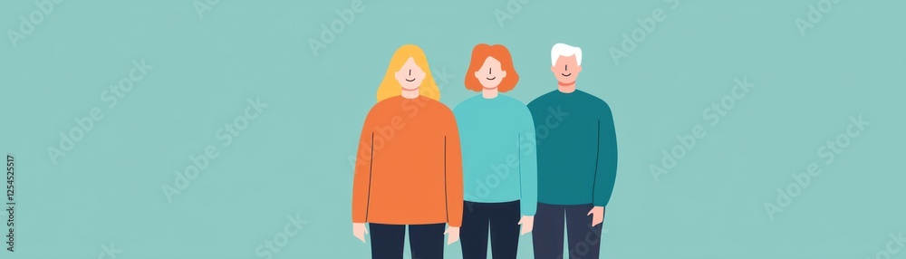 Diverse group, smiling, standing together, teal background, teamwork concept Diverse group, smiling, standing together, teal background, teamwork concept