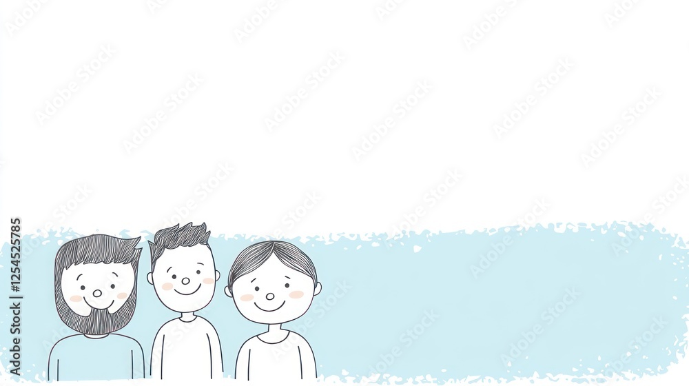 Happy men team portrait, light blue background, collaboration concept, website header Happy men team portrait, light blue background, collaboration concept, website header