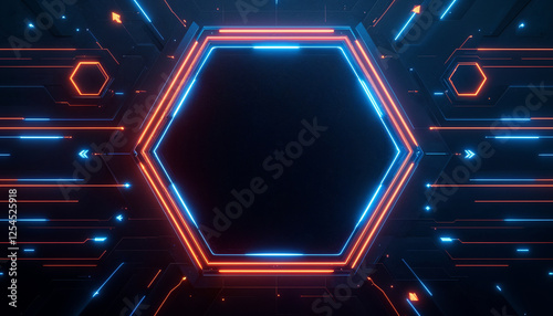 Geometric Gradient technology backaground with hexagon