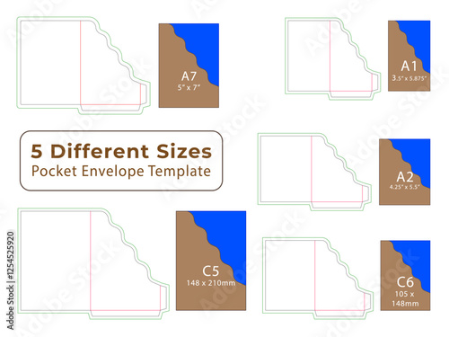 Custom cloud shape Pocket Envelope Dieline Template