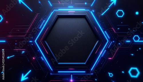 Geometric Gradient technology backaground with hexagon