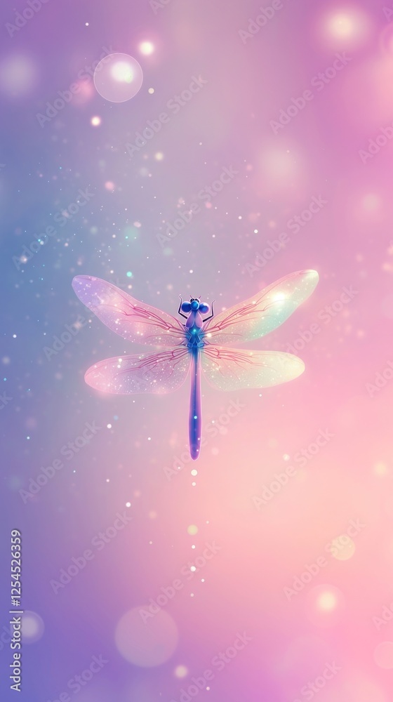 Fototapeta premium Cute dragonfly animal insect purple.