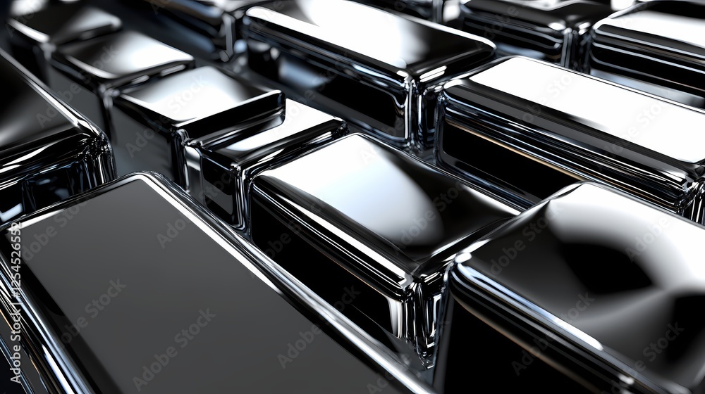 Gleaming Chrome Bars Arrayed in Precise Rows Creating a Modern Abstract Metallic Background Gleaming Chrome Bars Arrayed in Precise Rows Creating a Modern Abstract Metallic Background