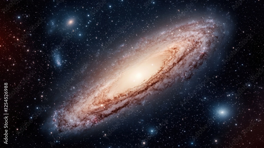 Stunning Spiral Galaxy with Glowing Core and Distant Stars Stunning Spiral Galaxy with Glowing Core and Distant Stars