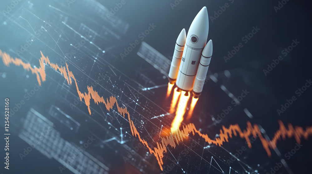 Naklejka premium Rocket Launch: Business Growth and Investment