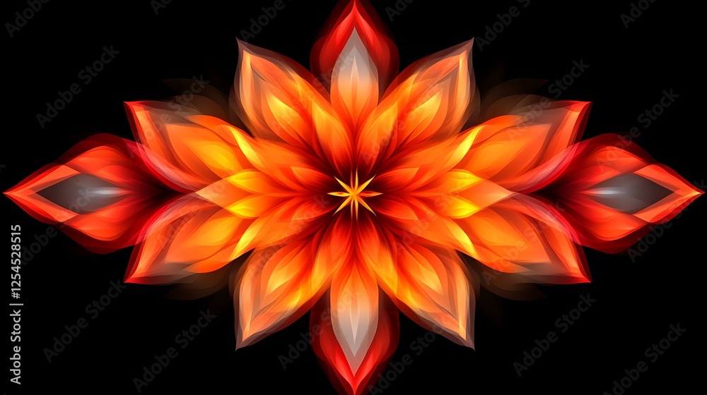 Fototapeta premium Abstract Orange Flower Design On Black Background