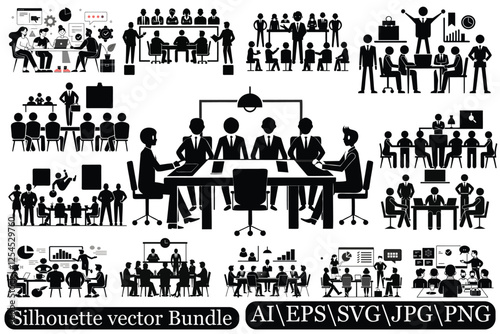 Silhouette of planning strategy meetings