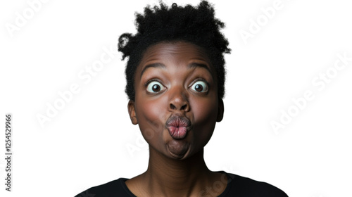 Young woman making funny face with transparent background