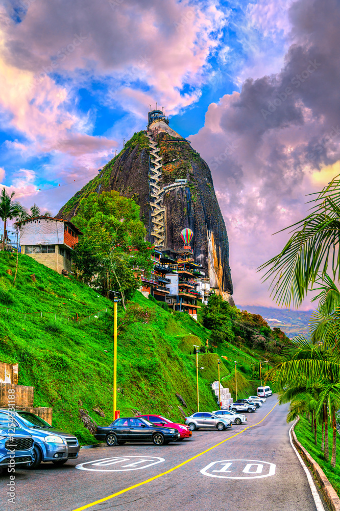 The Rock of Guatape, a landmark inselberg and a major tourist destination in Antioquia, Colombia